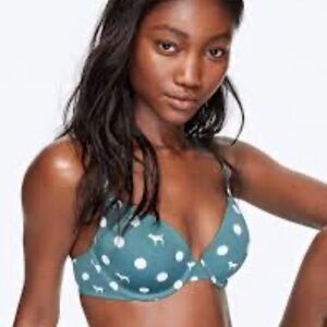 Victoria's Secret Teal Polka Dot Bra Logo
